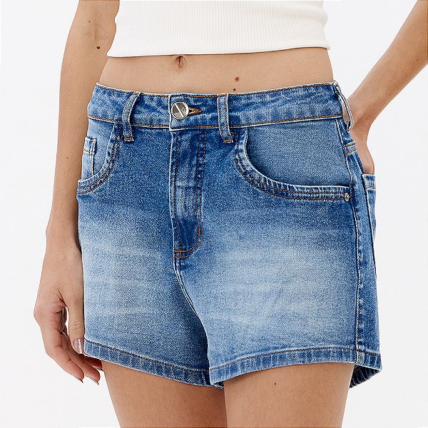 Short Jeans Easy Lança Perfume Comfrt Mid Pr27 Azul Feminino