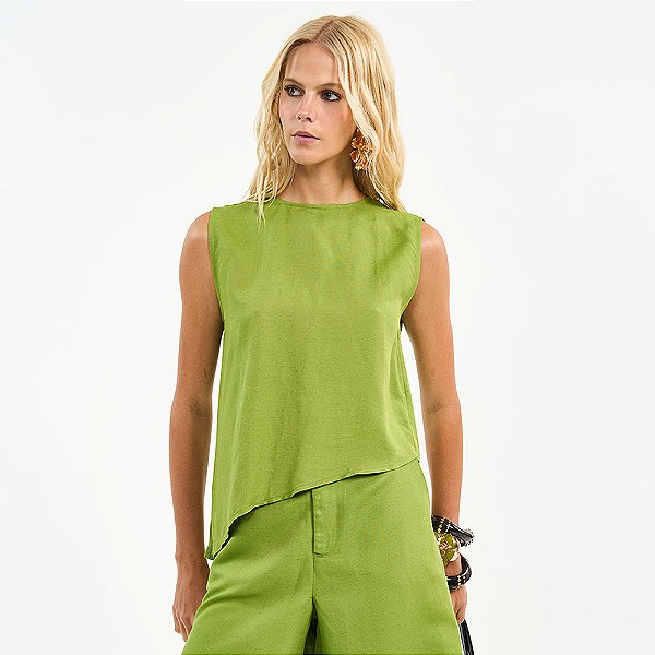 Blusa Colcci Linho Pr27 Verde Feminino