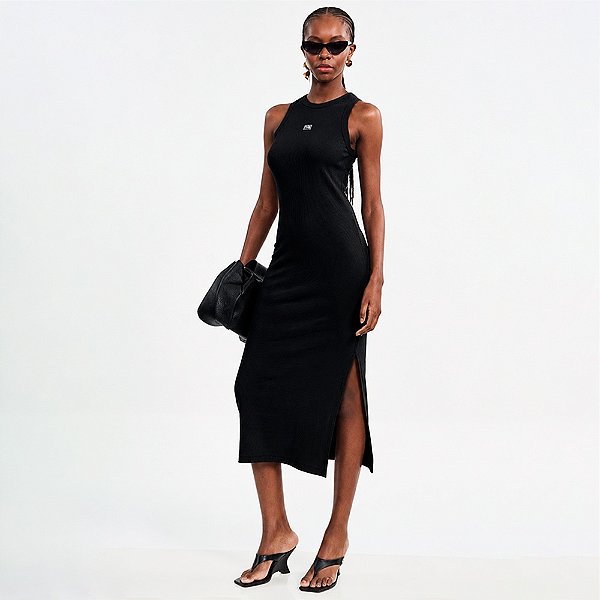 Vestido Mid Colcci Canelado Pr27 Preto Feminino