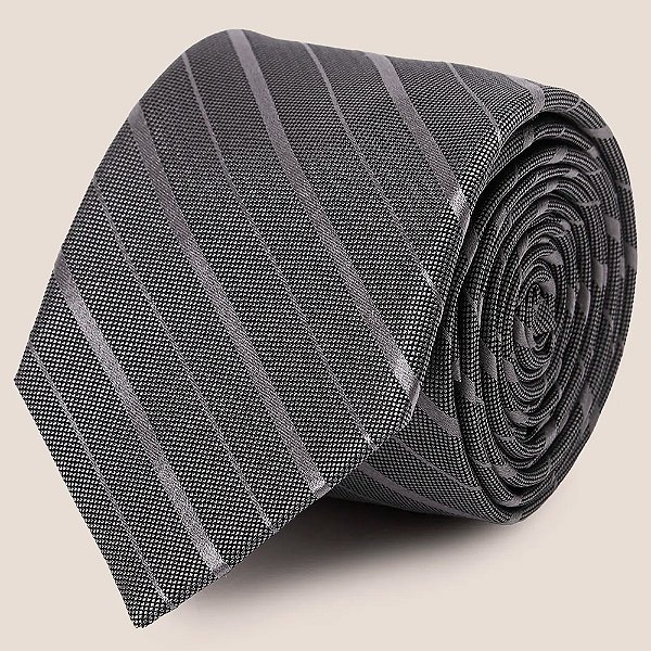 Gravata Seda Dudalina Maquinetada Pr27 Cinza Masculino