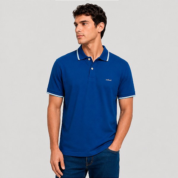 Camisa Polo Colcci Dual Pr27 Azul Masculino