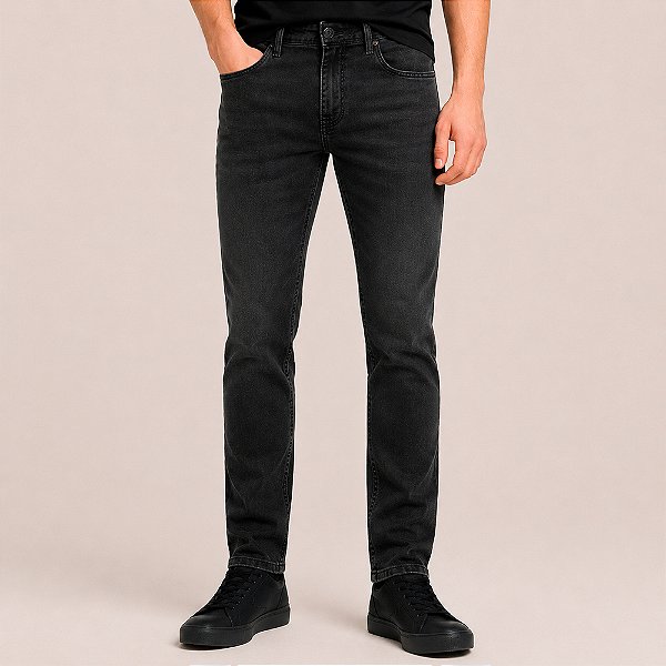 Calça Jeans Dudalina Slim Washed Pr27 Preto Masculino