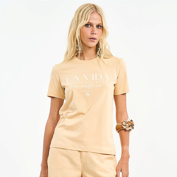 Camiseta Colcci La Vida Pr27 Bege Feminino