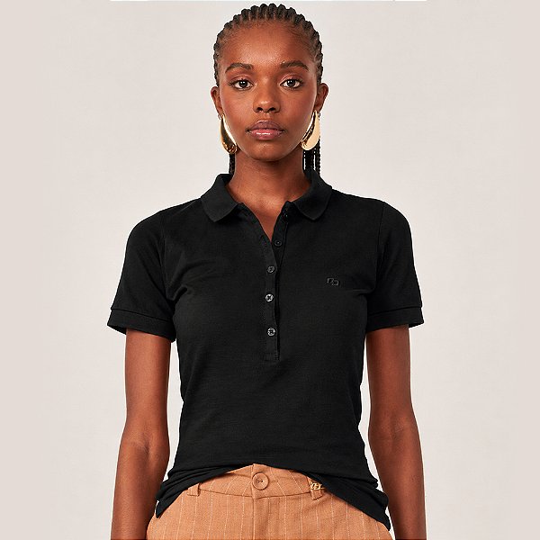 Camisa Polo Colcci Iconic Pr27 Preto Feminino