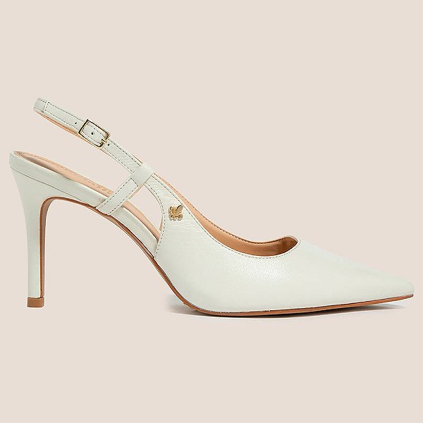 Scarpin Slingback Dudalina Couro Ve27 Off White Feminino