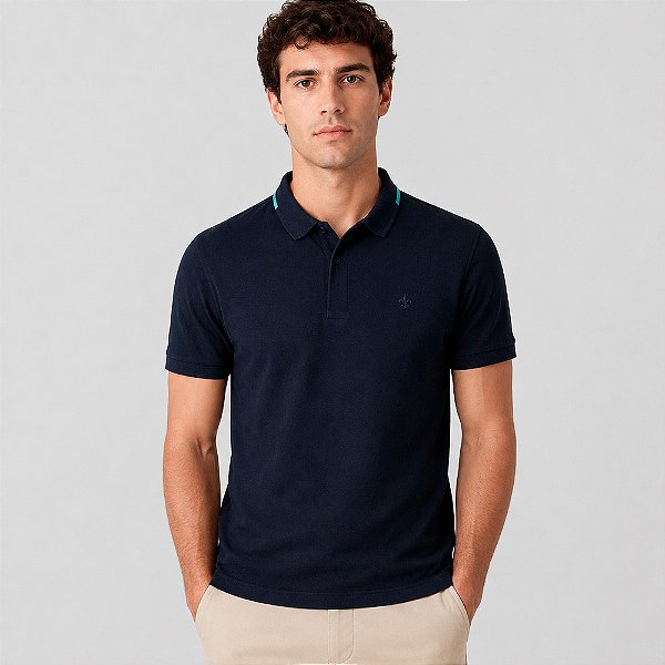 Camisa Polo Dudalina Piquet Ve27 Marinho Masculino