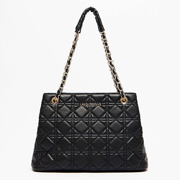 Bolsa Shopping Lança Perfume Matelassê Ve27 Preto Feminino