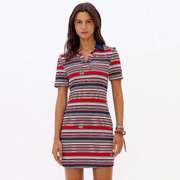 Vestido Curto Easy Lança Perfume Gol Polo Pr27 Azul Feminino