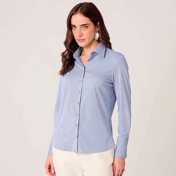 Camisa Dudalina Regular Performance Ve27 Azul Feminino