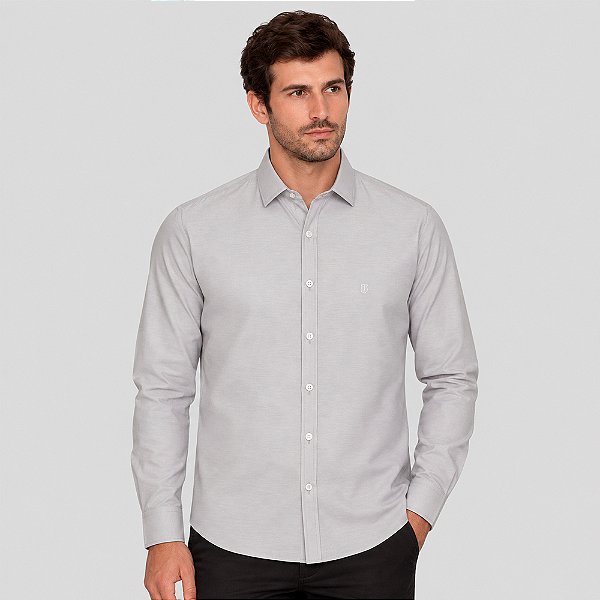 Camisa Individual Slim Cross Dye Color Ve27 Cinza Masculino