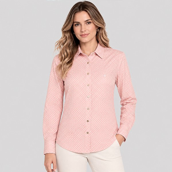 Camisa Dudalina Slim Estrelas Ve27 Rosa Feminino