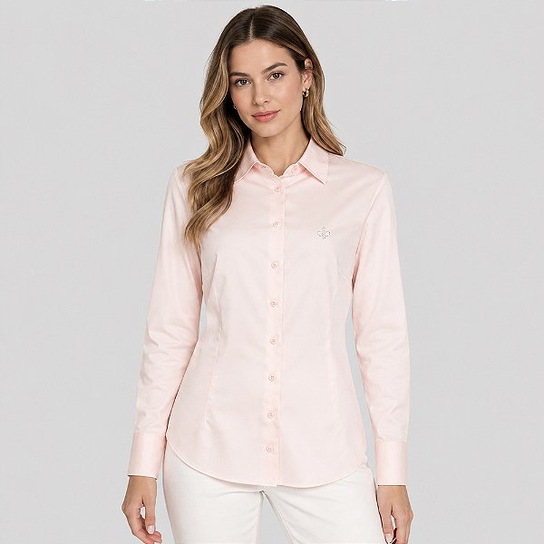 Camisa Dudalina Luxury Cetim Stretch Ve27 Rosa Feminino