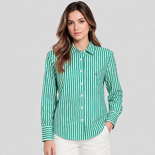 Camisa Dudalina New Slim Rafaela Ve27 Verde Feminino