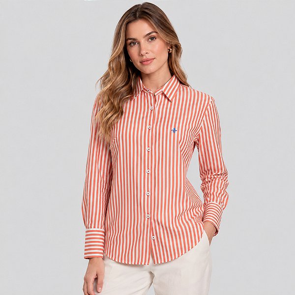 Camisa Dudalina New Slim Rafaela Ve27 Laranja Feminino