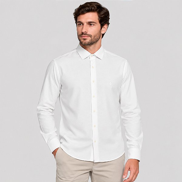 Camisa Dudalina Comfort Tricoline Ve27 Branco Masculino
