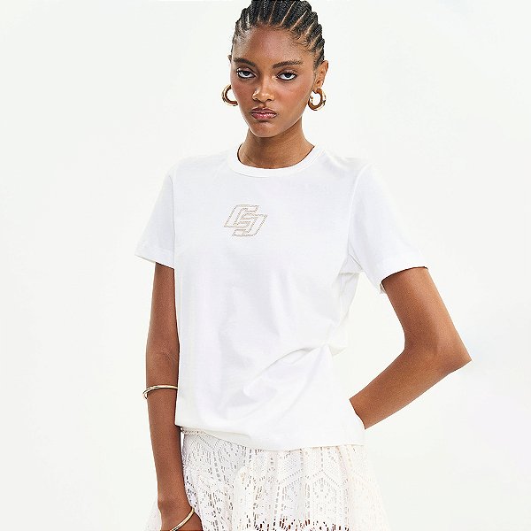 Camiseta Colcci Comfort Ve27 Off White Feminino