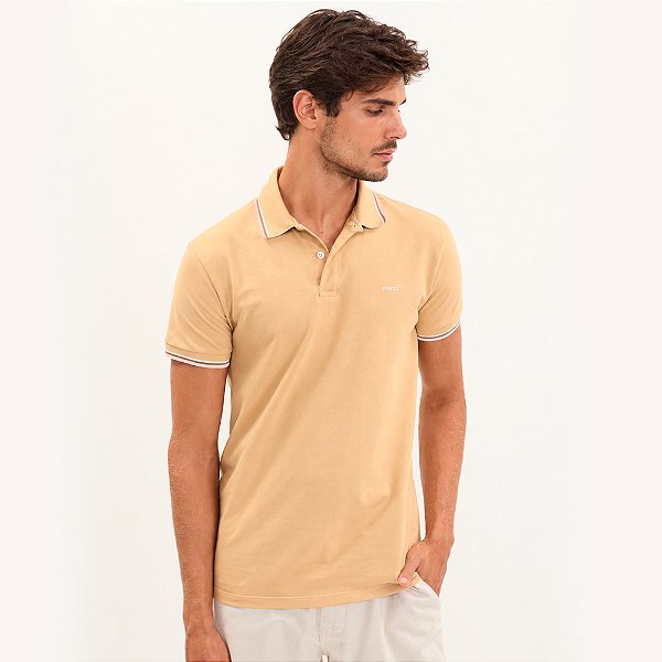Camisa Polo Colcci 3 Lines Ve27 Bege Masculino
