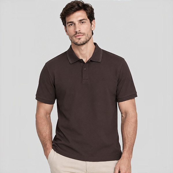 Camisa Polo Individual Comfort Basic Ve27 Marrom Masculino