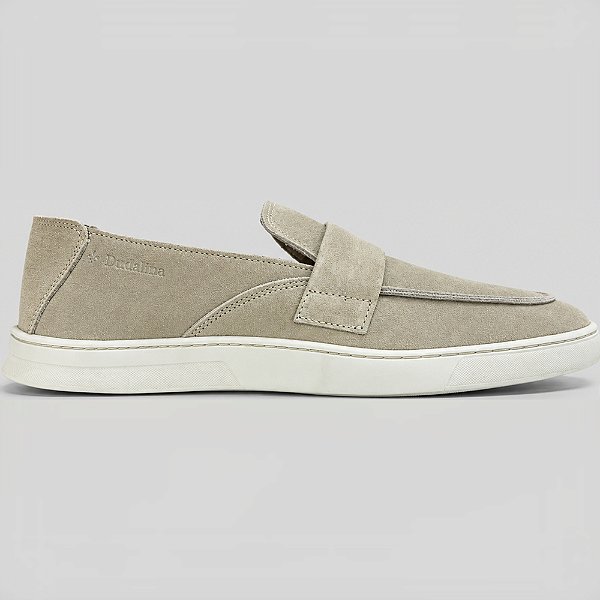 Mocassim Dudalina Light Couro Camurça Bege Masculino