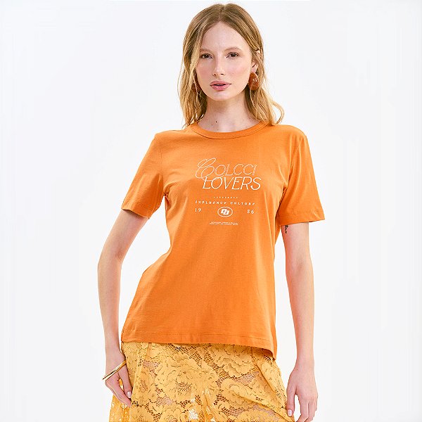 Camiseta Colcci Lovers Ve27 Laranja Feminino
