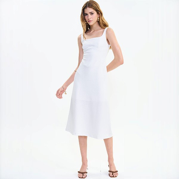 Vestido Colcci Midi Ve27 Off White Feminino