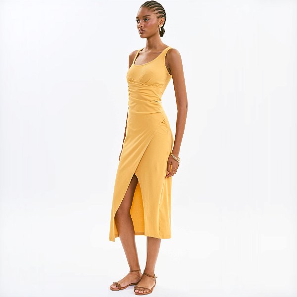 Vestido Colcci Midi Ve27 Amarelo Feminino