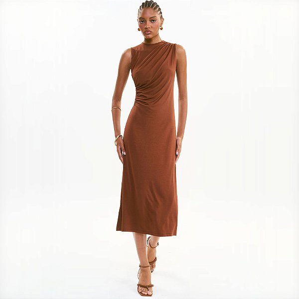 Vestido Colcci Midi Ve27a Marrom Feminino