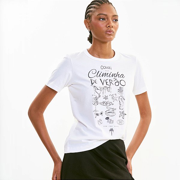 Camiseta Colcci Verão Ve27 Off White Feminino