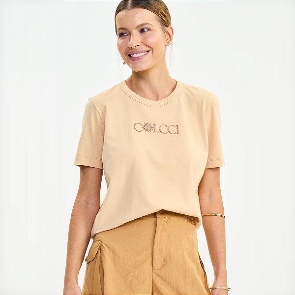 Camiseta Colcci Sun Ve27 Bege Feminino