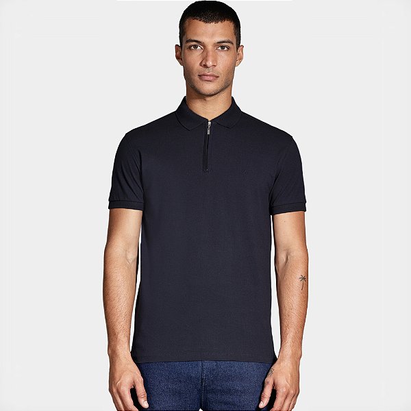 Camisa Polo Aramis Piquet Zip Ve27 Marinho Masculino