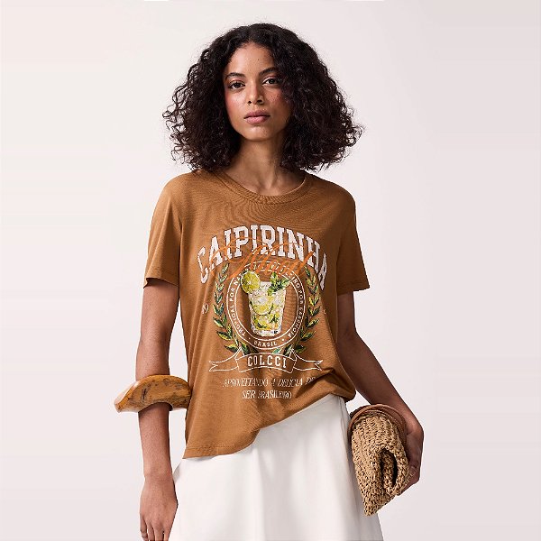 Camiseta Colcci Caipirinha Av27 Bege Feminino