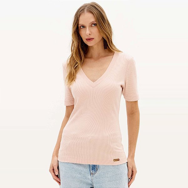 Blusa Canelada Lança Perfume Ve27 Rosa Feminino