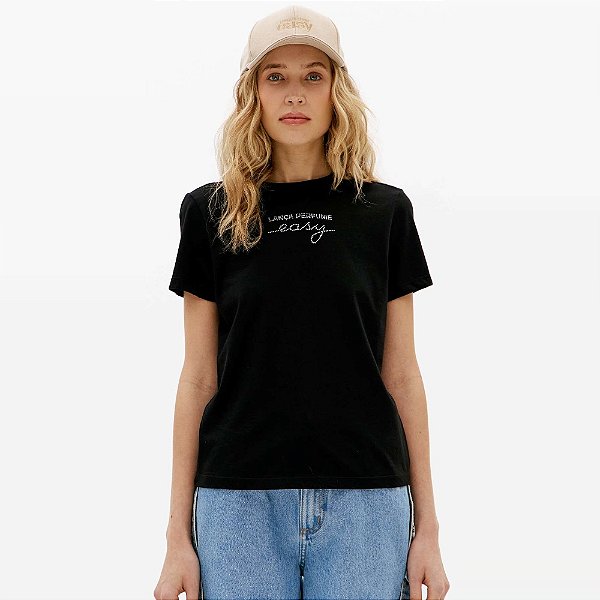 Camiseta Easy Lança Perfume Baby Look Ve27 Preto Feminino