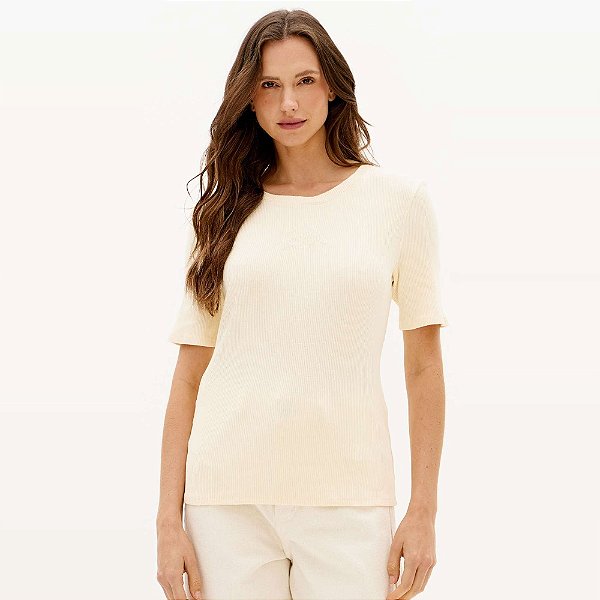 Blusa Canelada Lança Perfume Ve27 Bege Feminino