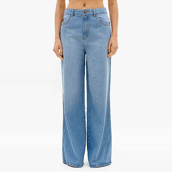 Calça Jeans Lança Perfume Wide Leg Cint Ve27a Azul Feminino