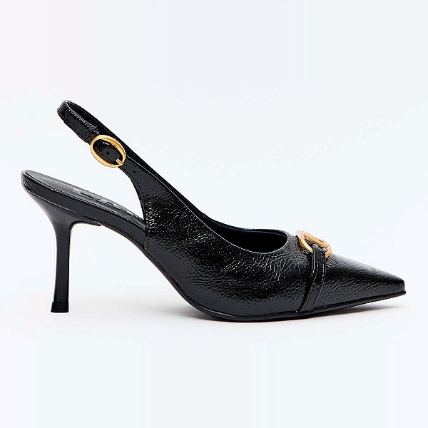 Scarpin Lança Perfume Sling Elo Frontal Ve27 Preto Feminino