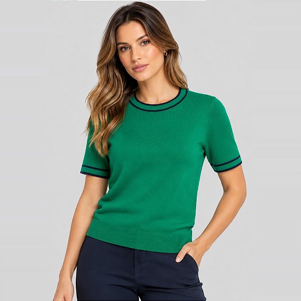 Camiseta Dudalina Mara Ve27 Verde Feminino