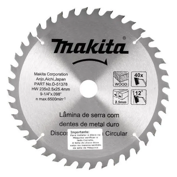 SERRA WIDEA MAKITA 9.1/4" X 40 DENTES X 25MM - D-51378