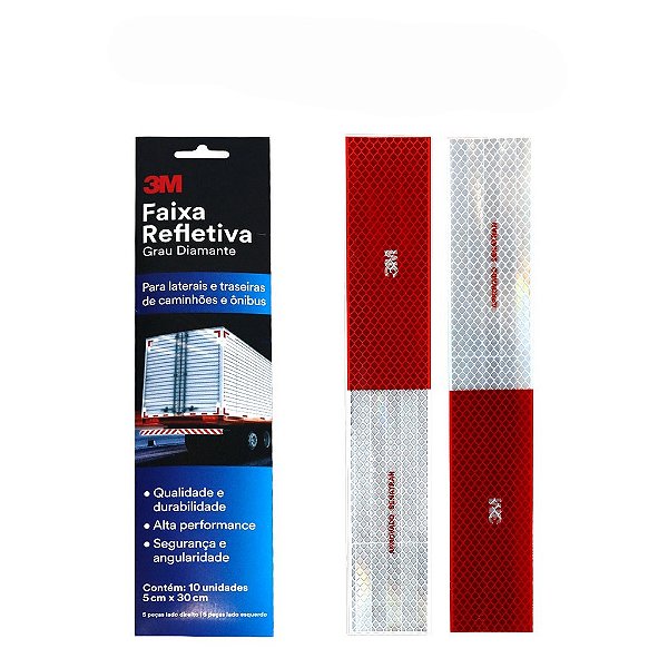 FAIXA REFLETIVA LATERAL 3M 5X30CM LD/LE COM 10 UNIDADES