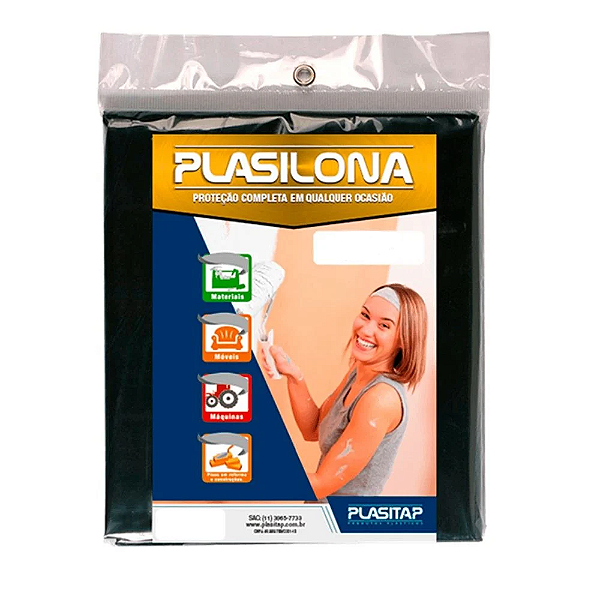LONA PLÁSTICA PRETA PLASITAP 4X25M IMPERMEÁVEL