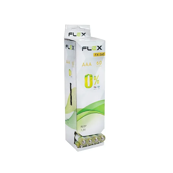 CAIXA COM 60 PILHAS AAA FLEX ZINCO-CARBONO