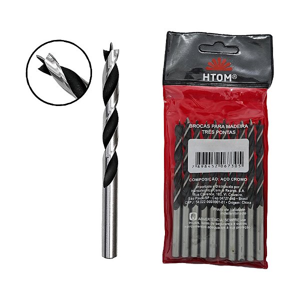 BROCA AÇO CARBONO 3 PONTA HTOM 11MM