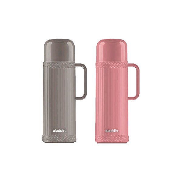 GARRAFA TERMICA 1,0L PAMPA CINZA/ROSA ALADDIN