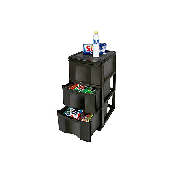 GAVETEIRO 03 GAVETAS PRETO GV14P SÃO BERNARDO