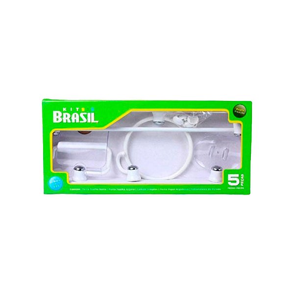 KIT ACESSÓRIOS PARA BANHEIRO BRANCO/CRISTAL 5PC
