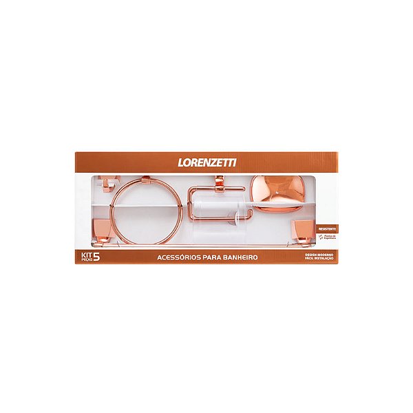 KIT ACESSÓRIOS PARA BANHEIRO LEC 2000 ROSÉ GOLD 5PC