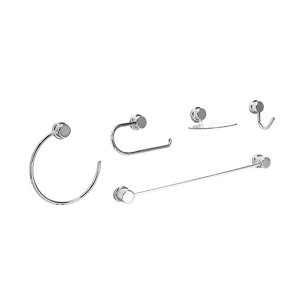 KIT ACESSÓRIOS PARA BANHEIRO RIO CROMADO HIGIBAN 5PC