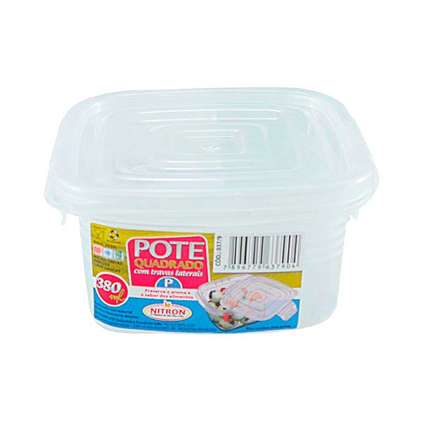 POTE QUADRADO PEQUENO 360ML COM TRAVA