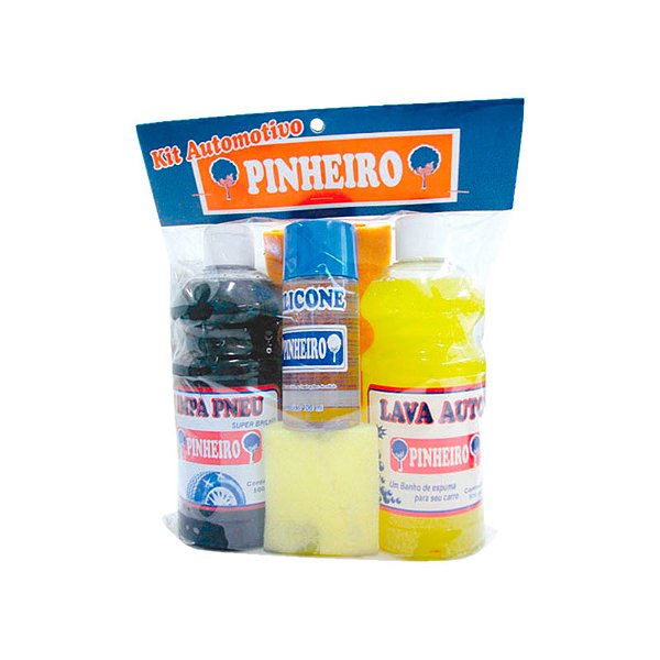 KIT AUTOMOTIVO SHAMPOO PNEU SILICONE FLANELA ESPONJA