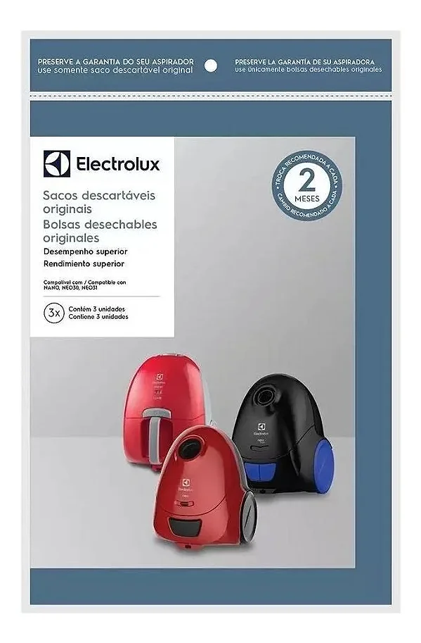 SACO PARA ASPIRADOR DE PÓ ELECTROLUX NANO C/3 982